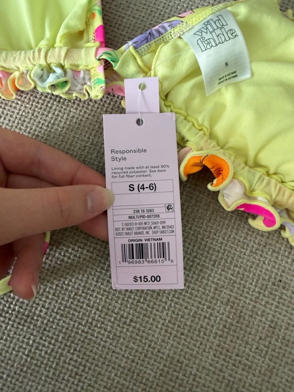 NWT Wild Fable Floral Ruffle Triangle Bikini Top - Picture 3 of 4